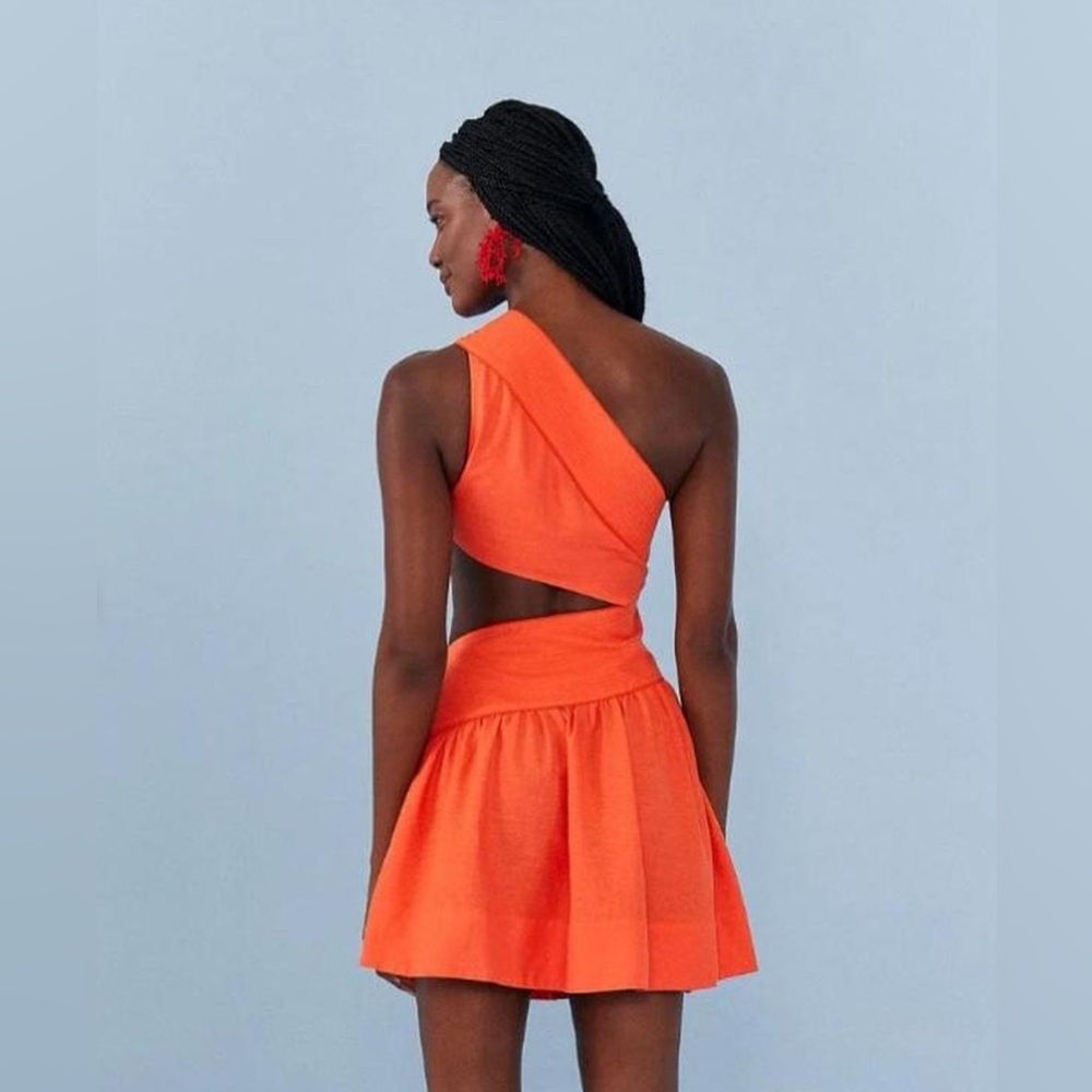 FARM Rio One Shoulder Orange Dress - Picture 2 of 4